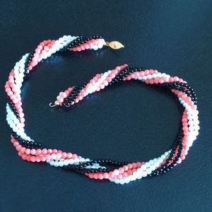Coral and Pearl Rope Necklace